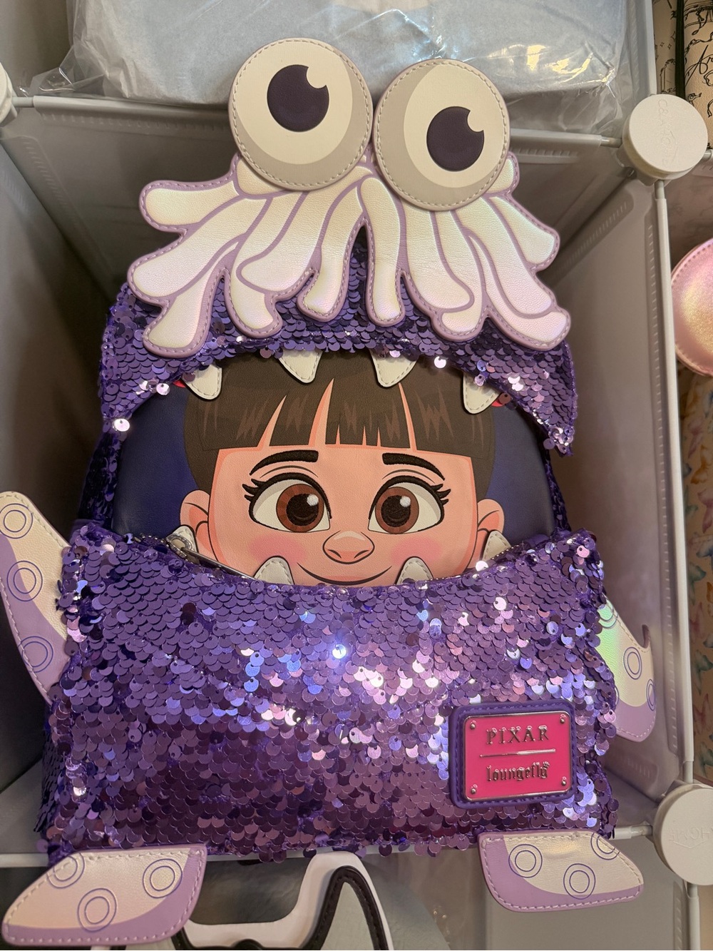 Purple Sequin Boo Monster Backpack